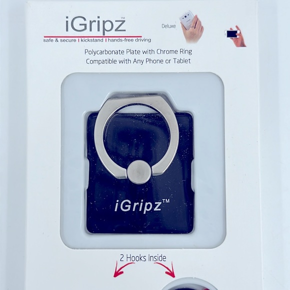 NWT igripz Cellphone Ring & Hook- Black - Picture 3 of 6